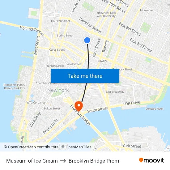 Museum of Ice Cream to Brooklyn Bridge Prom map