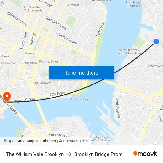 The William Vale Brooklyn to Brooklyn Bridge Prom map
