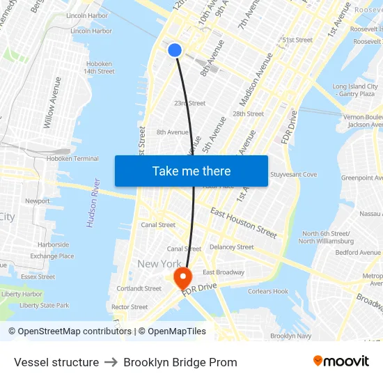 Vessel structure to Brooklyn Bridge Prom map