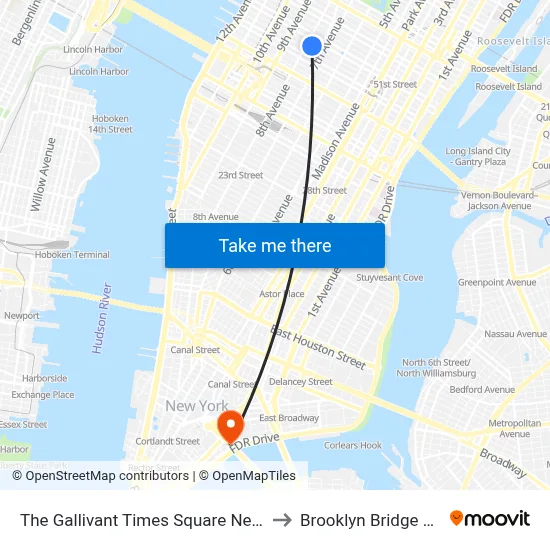 The Gallivant Times Square New York to Brooklyn Bridge Prom map