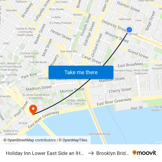 Holiday Inn Lower East Side an IHG Hotel New York to Brooklyn Bridge Prom map