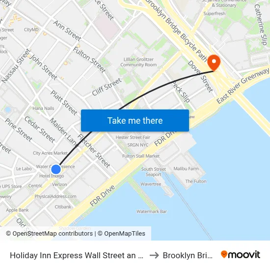 Holiday Inn Express Wall Street an IHG Hotel New York to Brooklyn Bridge Prom map