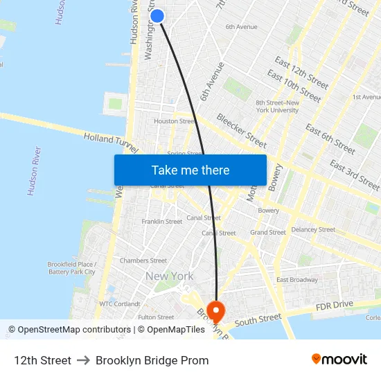 12th Street to Brooklyn Bridge Prom map