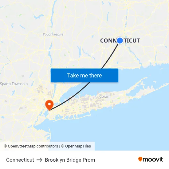 Connecticut to Brooklyn Bridge Prom map