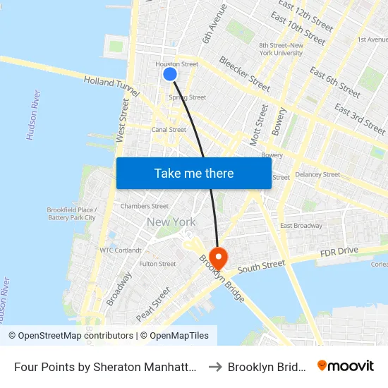 Four Points by Sheraton Manhattan SoHo Village to Brooklyn Bridge Prom map