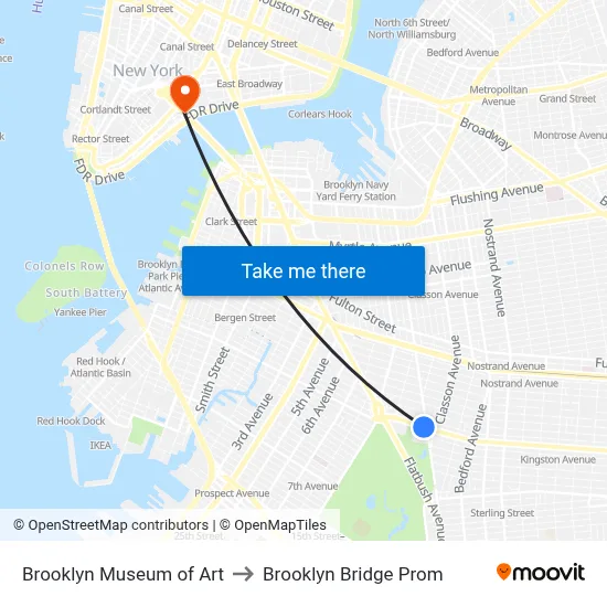 Brooklyn Museum of Art to Brooklyn Bridge Prom map