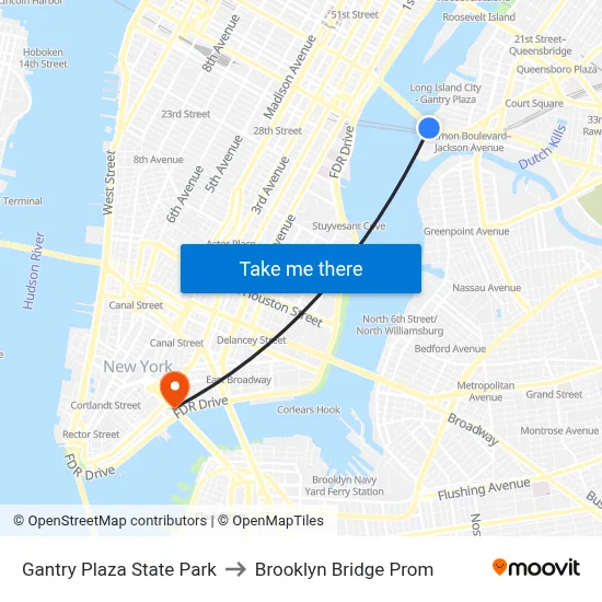 Gantry Plaza State Park to Brooklyn Bridge Prom map