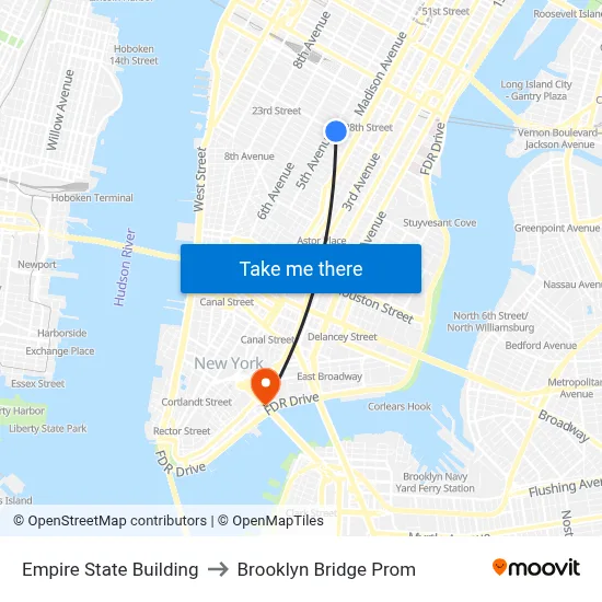 Empire State Building to Brooklyn Bridge Prom map
