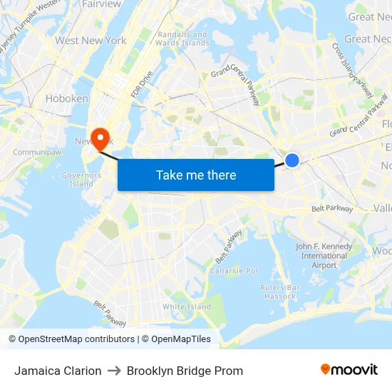 Jamaica Clarion to Brooklyn Bridge Prom map