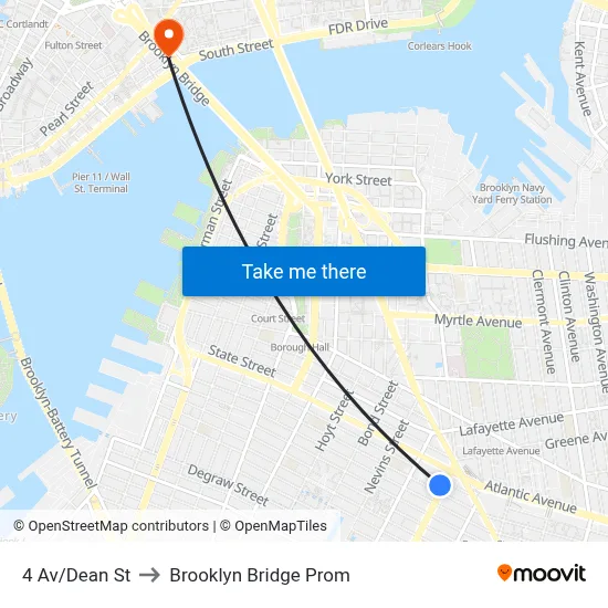 4 Av/Dean St to Brooklyn Bridge Prom map