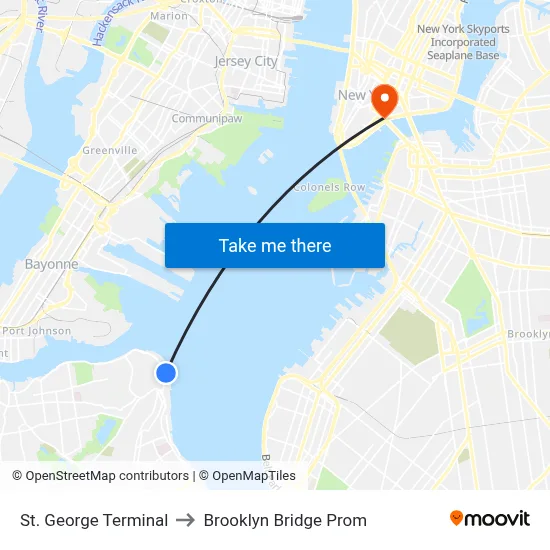 St. George Terminal to Brooklyn Bridge Prom map