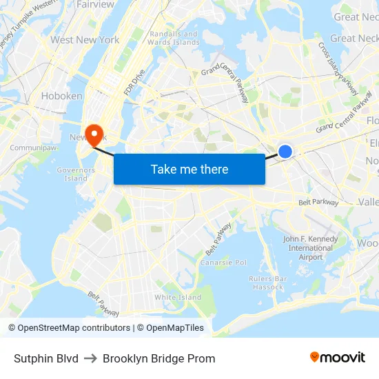 Sutphin Blvd to Brooklyn Bridge Prom map