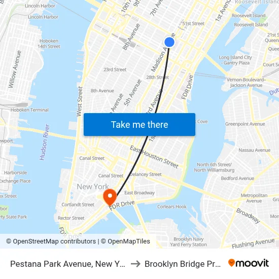 Pestana Park Avenue, New York to Brooklyn Bridge Prom map