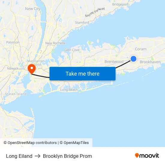 Long Eiland to Brooklyn Bridge Prom map