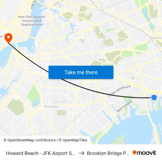 Howard Beach - JFK Airport Station to Brooklyn Bridge Prom map