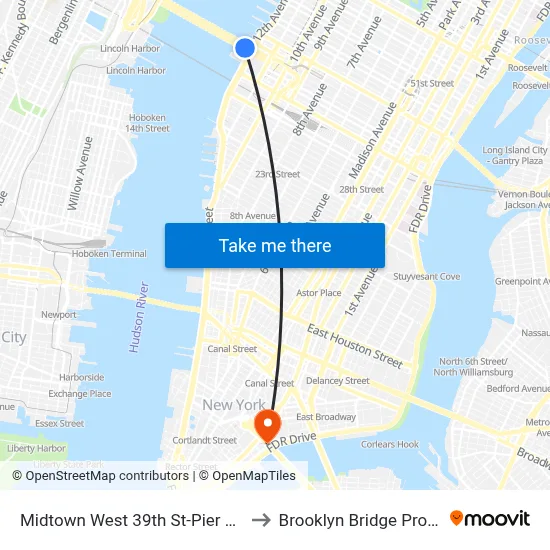 Midtown West 39th St-Pier 79 to Brooklyn Bridge Prom map