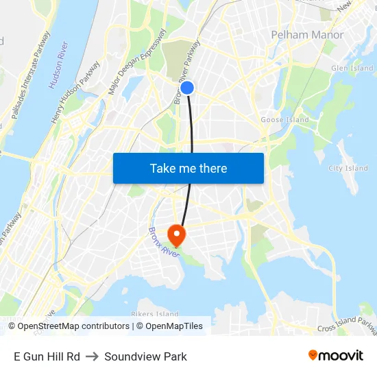 E Gun Hill Rd to Soundview Park map