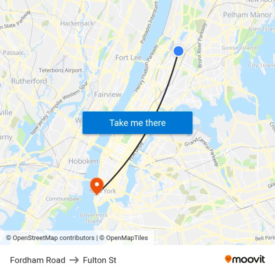 Fordham Road to Fulton St map