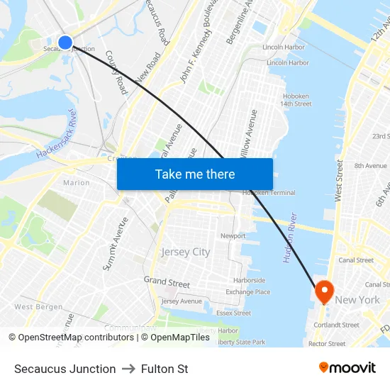 Secaucus Junction to Fulton St map