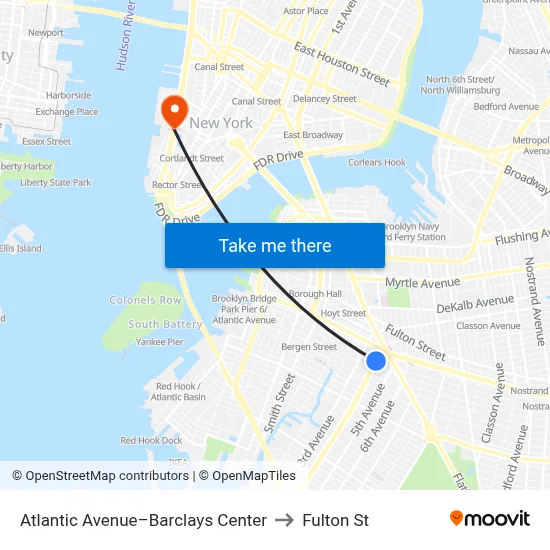 Atlantic Avenue–Barclays Center to Fulton St map