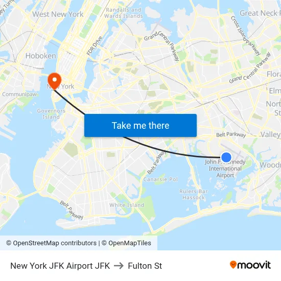 New York JFK Airport JFK to Fulton St map