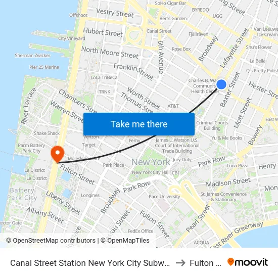 Canal Street Station New York City Subway to Fulton St map