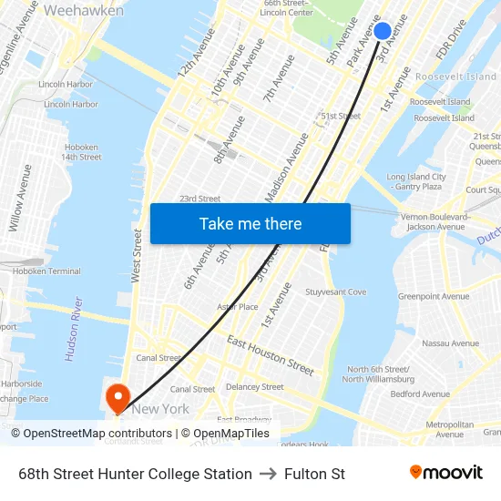 68th Street Hunter College Station to Fulton St map