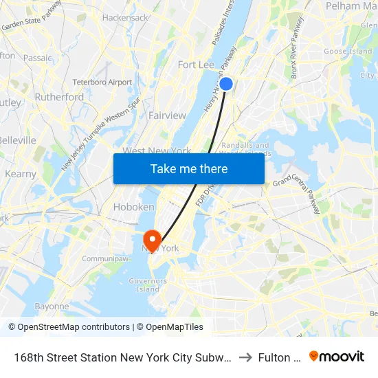 168th Street Station New York City Subway to Fulton St map