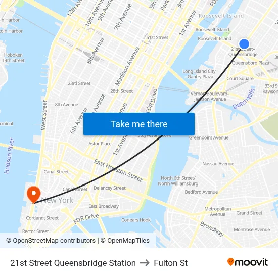 21st Street Queensbridge Station to Fulton St map