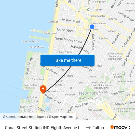 Canal Street Station IND Eighth Avenue Line to Fulton St map