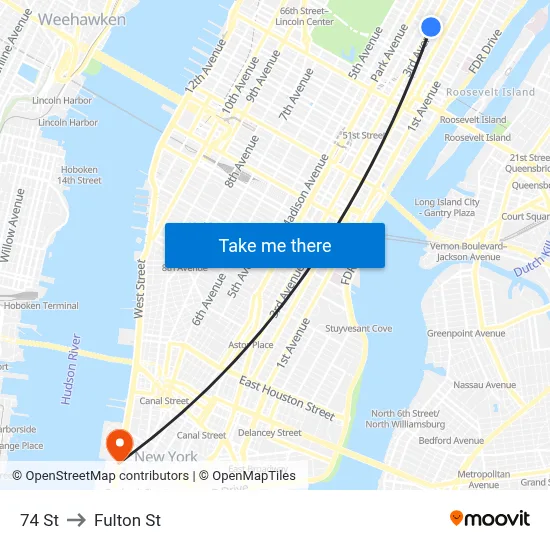 74 St to Fulton St map
