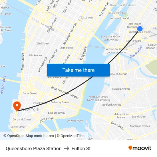 Queensboro Plaza Station to Fulton St map