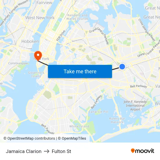 Jamaica Clarion to Fulton St map