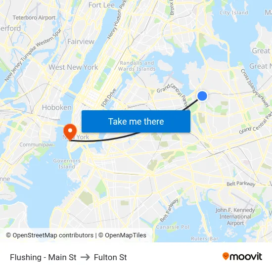 Flushing - Main St to Fulton St map