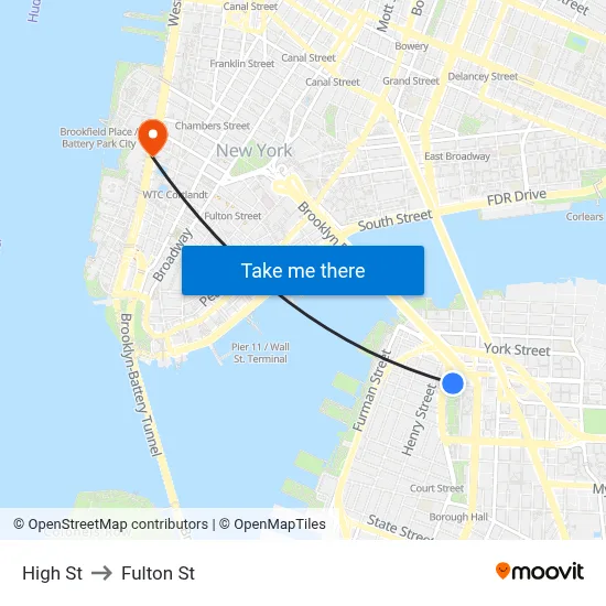 High St to Fulton St map