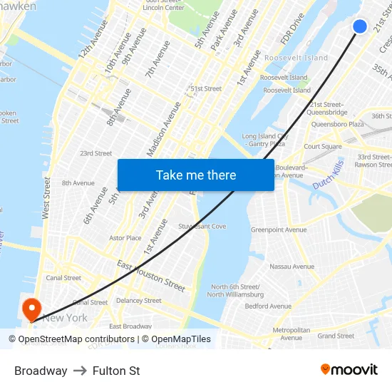 Broadway to Fulton St map