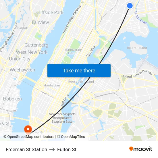 Freeman St Station to Fulton St map