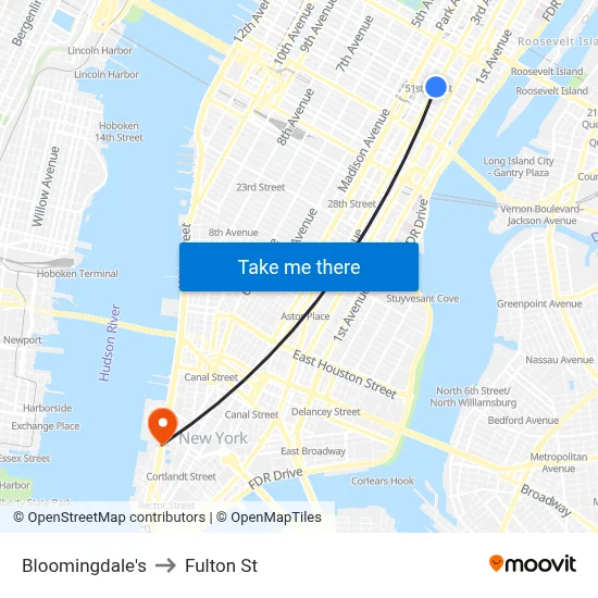 Bloomingdale's to Fulton St map