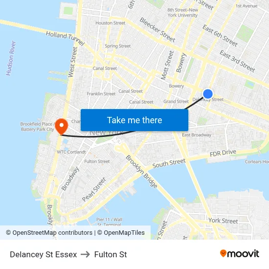Delancey St Essex to Fulton St map