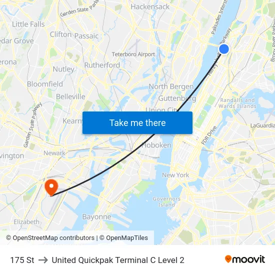 175 St to United Quickpak Terminal C Level 2 map