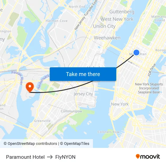 Paramount Hotel to FlyNYON map