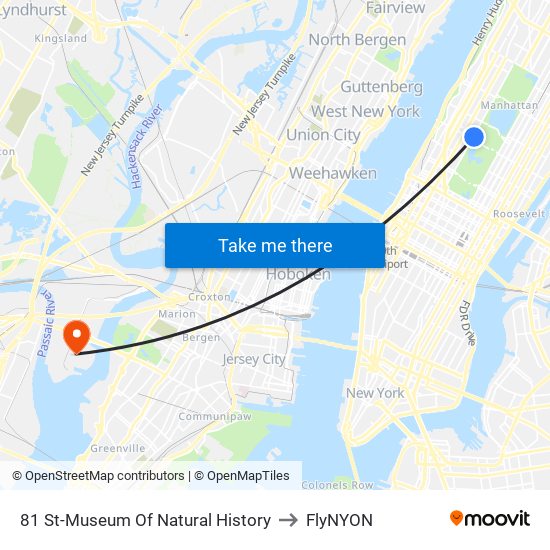 81 St-Museum Of Natural History to FlyNYON map