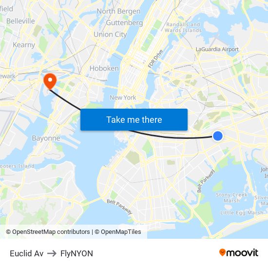 Euclid Av to FlyNYON map