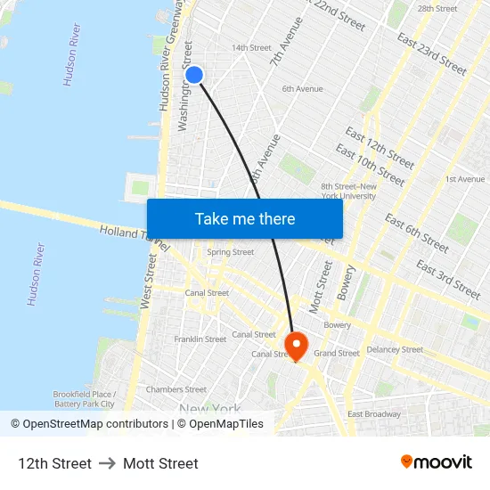 12th Street to Mott Street map