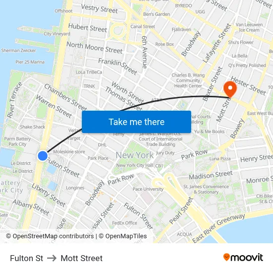 Fulton St to Mott Street map