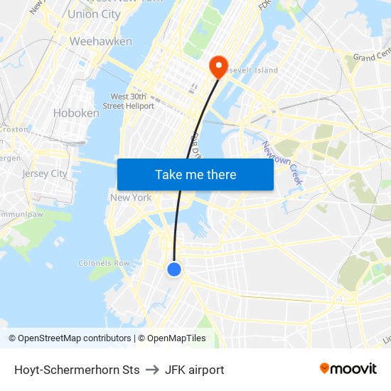 Hoyt-Schermerhorn Sts to JFK airport map