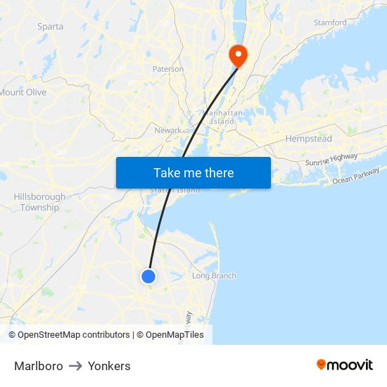 Marlboro to Yonkers map