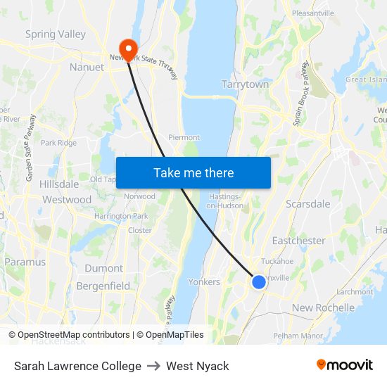 Sarah Lawrence College to West Nyack map