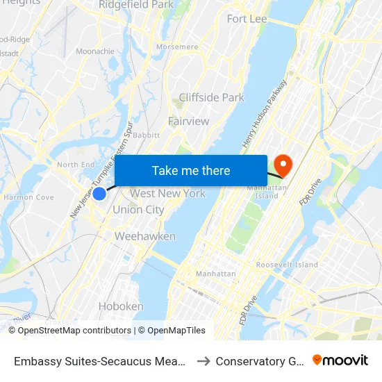 Embassy Suites-Secaucus Meadowlands to Conservatory Garden map