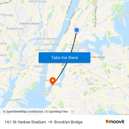 161 St-Yankee Stadium to Brooklyn Bridge map